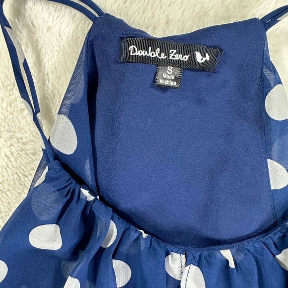 Double Zero polka dot Navy Blue overlay juniors dress - Picture 3 of 7